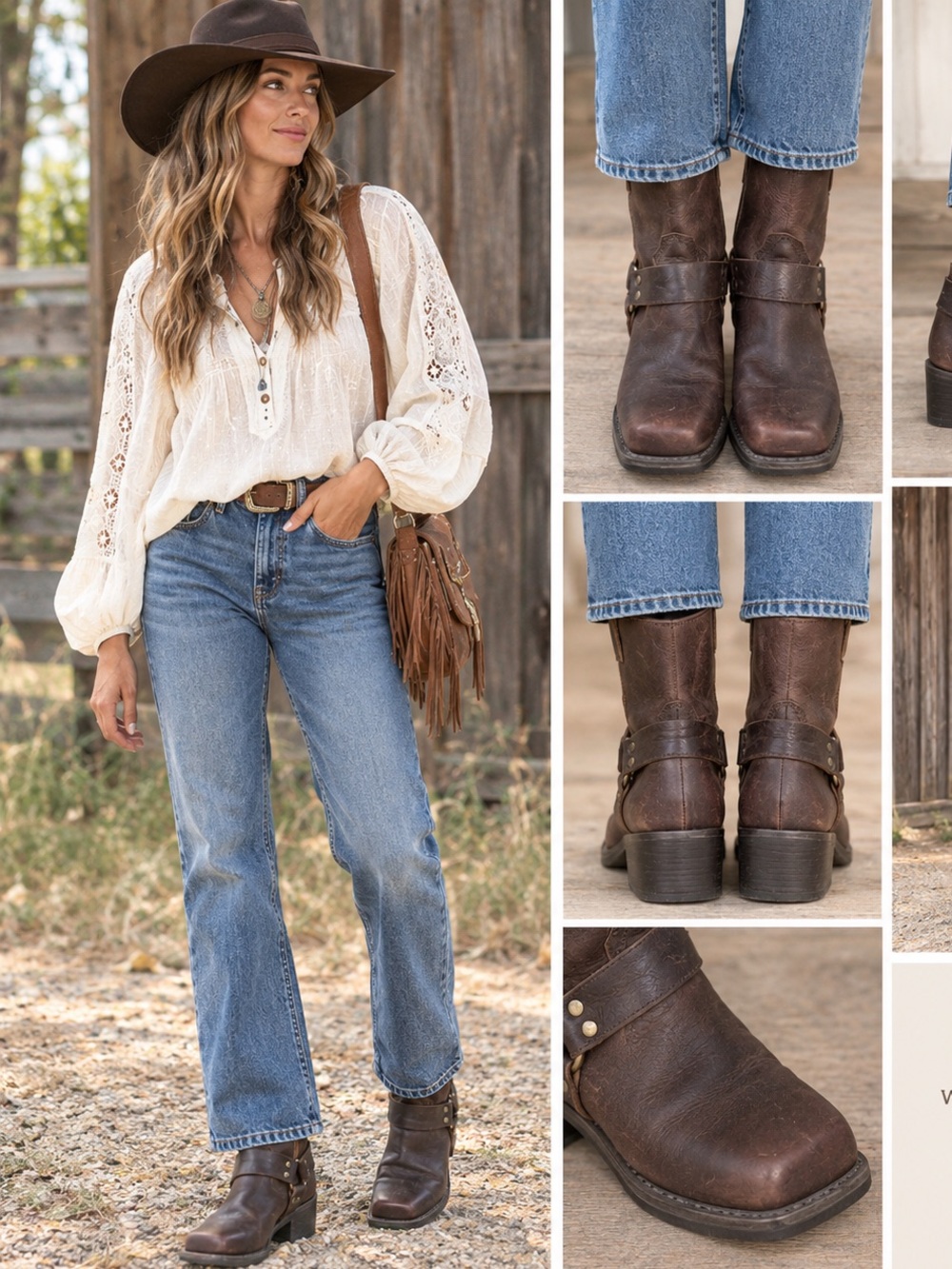 Dingo Women’s Leather Harness Boot Moto Western Rugged Riding